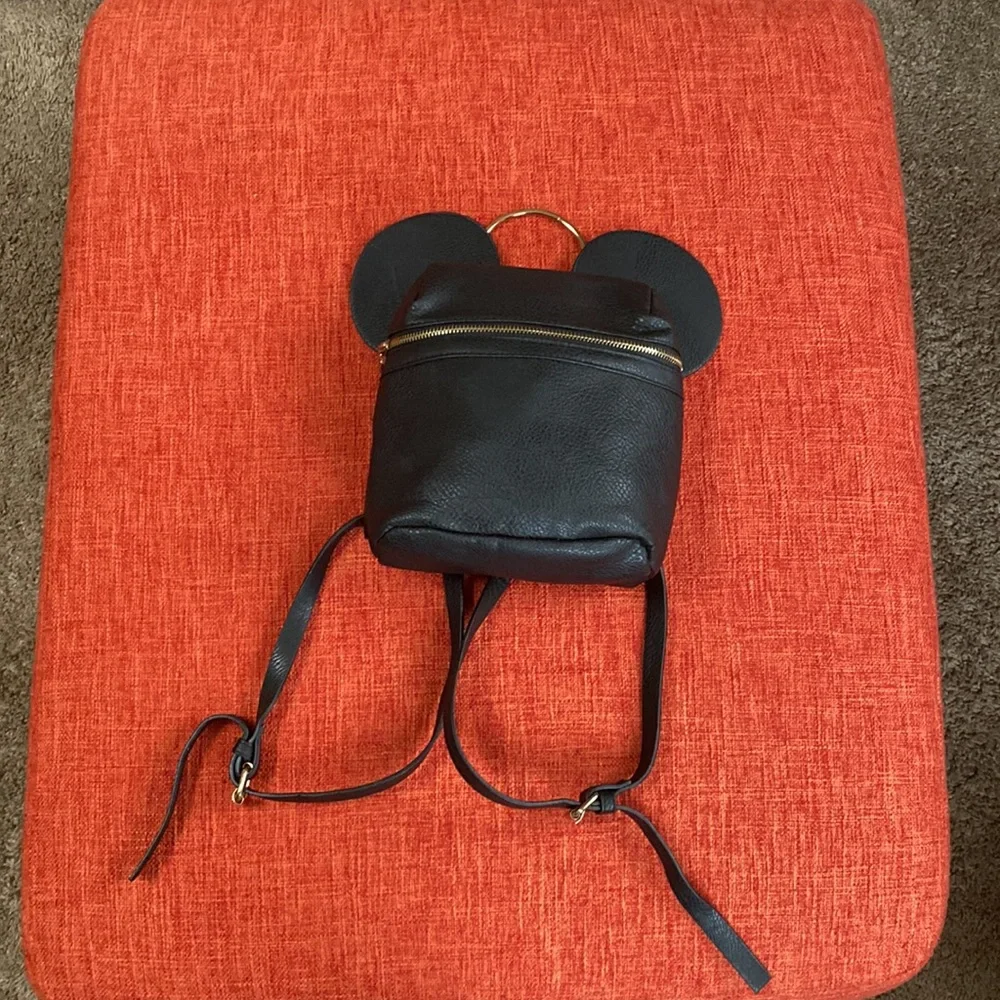 Disney x Typo Black Faux Leather Vegan Mickey Ear Mouse Backpack